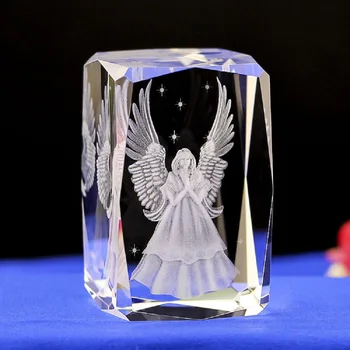 Cristal transparente 3D Esculpida Anjo da guarda de Artesanato de Vidro, Enfeites de Bonecos Festa de Casamento Presentes Sala de estar Decoração de Casa