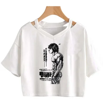 baki t-shirt das mulheres grunge gráfica tees mulheres tumblr 2022 y2k roupas t-shirt harajuku kawaii branco t-shirt