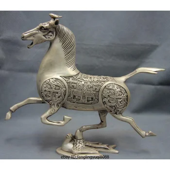 Popular Chinesa Cobre De Branco Prata Cavalo Banda De Rodagem Voando Engolir Cavalo Estátua