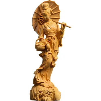 Pura madeira maciça Jiangnan beleza de estátua, o Chinês menina bonita de Madeira artesanal de escultura, a decoração da Casa estátua 20cm