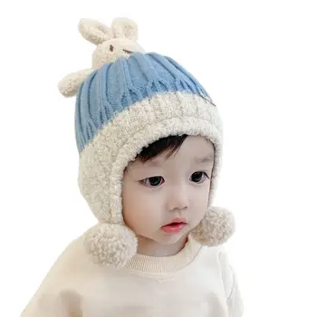 Doitbest chapéu de Inverno para Bebê criança beanies 3D Coelho malha Criança Gorro chapéus quentes crianças meninas Earflap caps para 1 a 4 Anos de idade 1