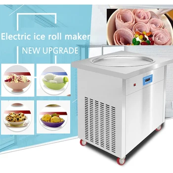 2021 quente da venda comercial de aço inoxidável panela de fritura sorvete de estilo Tailandês, frito máquina do creme de gelo