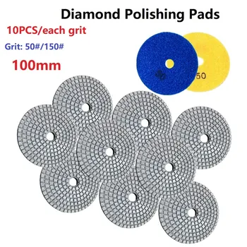 10pcs Diamante Almofadas de Polimento 4inch 100mm Molhado/Seco Apropriado Para Pedra de Granito de Moagem Disco de Polimento de Concreto, Mármore 2